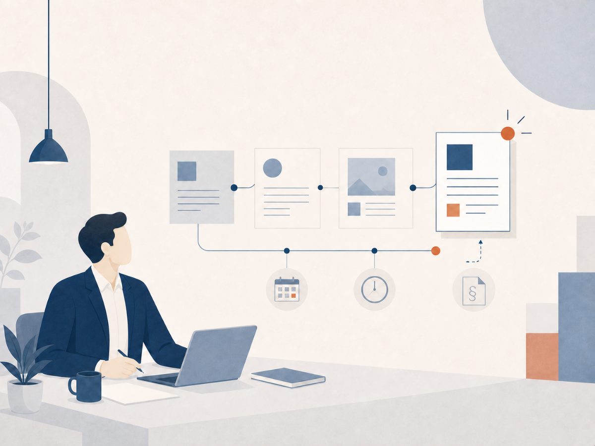Illustration: Besprechung aktueller Themen mit Beitragsliste