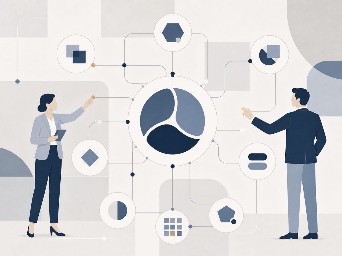 Illustration: Kooperationsnetzwerk mit verbundenen Partnern